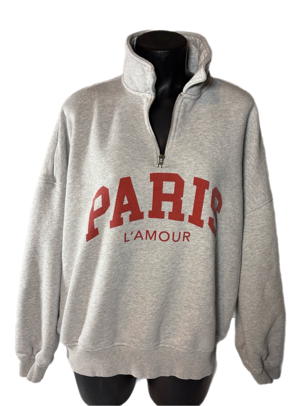 Chaser Gray Half-Zip Sweatshirt with Red PARIS L'AMOUR Graphic